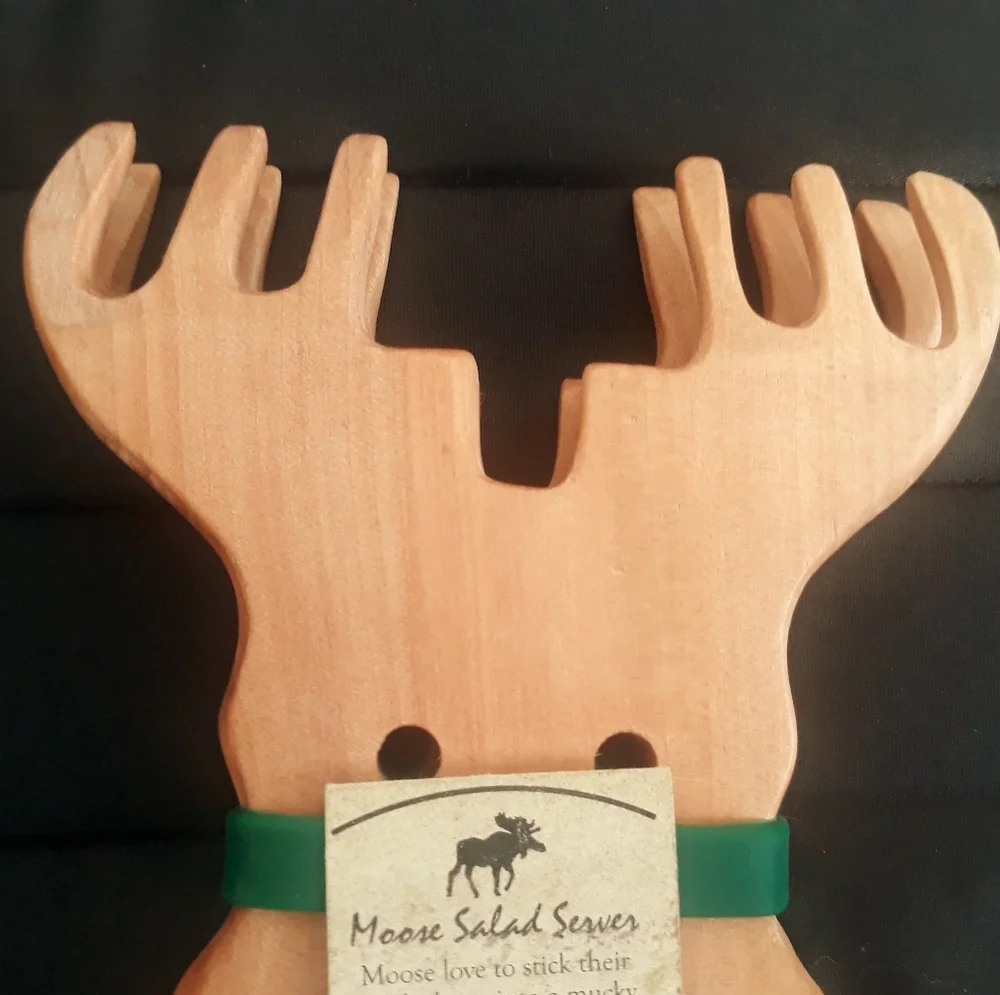 Rock Creek Trading Company Wood Moose Salad & Pasta Servers